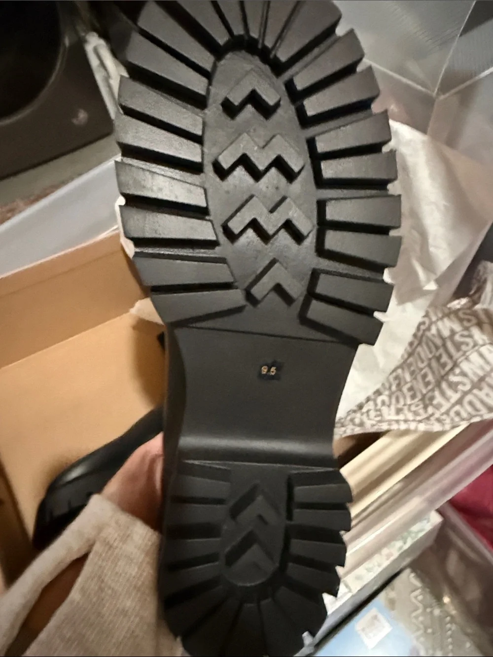 NEW Steve Madden Black Ribbed Chelsea Lug Ankle Boots